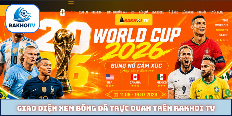 Giao diện xem bóng đá trực quan trên Rakhoi TV